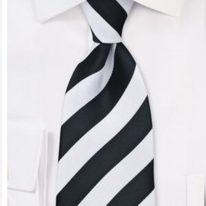Bocara Vintage Silk Black Amd White Striped Tie Men's 3.75" Wide